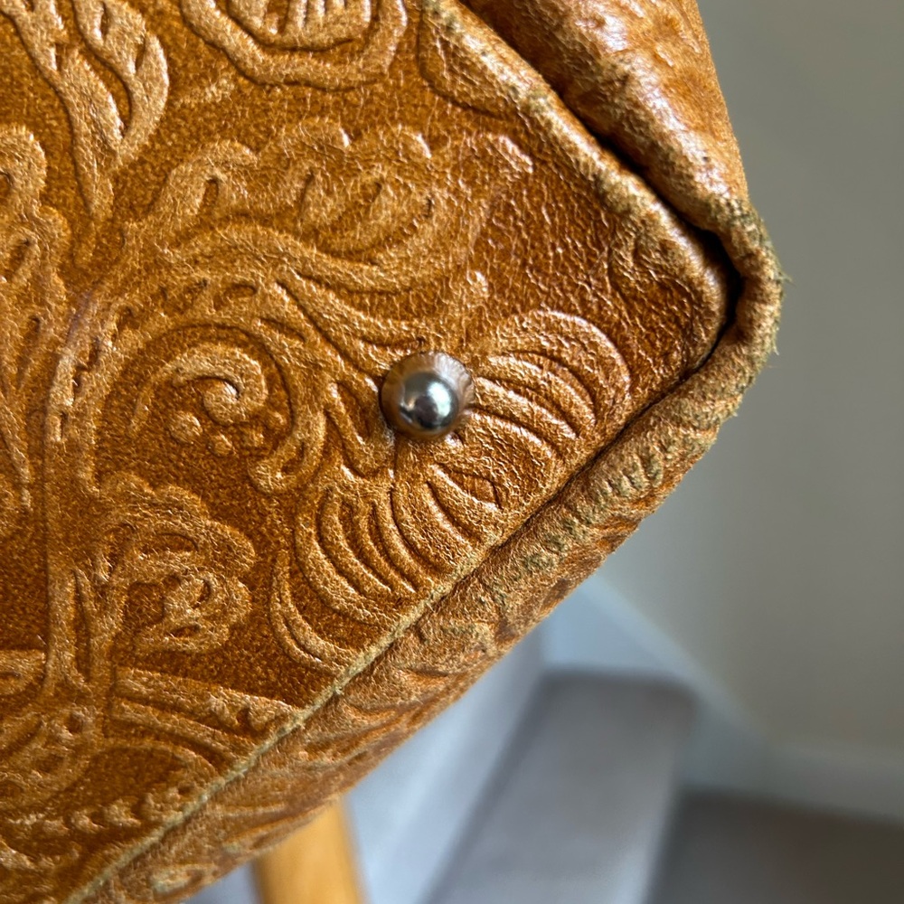 Caramel Brown Embossed Leather Shoulder Bag - Picture 15 of 16